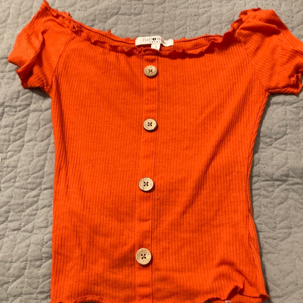 Orange tight cropped top shirt